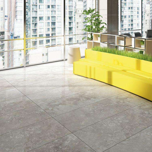 Carrelage effet pierre mat - Gris Travertino - 60x120cm