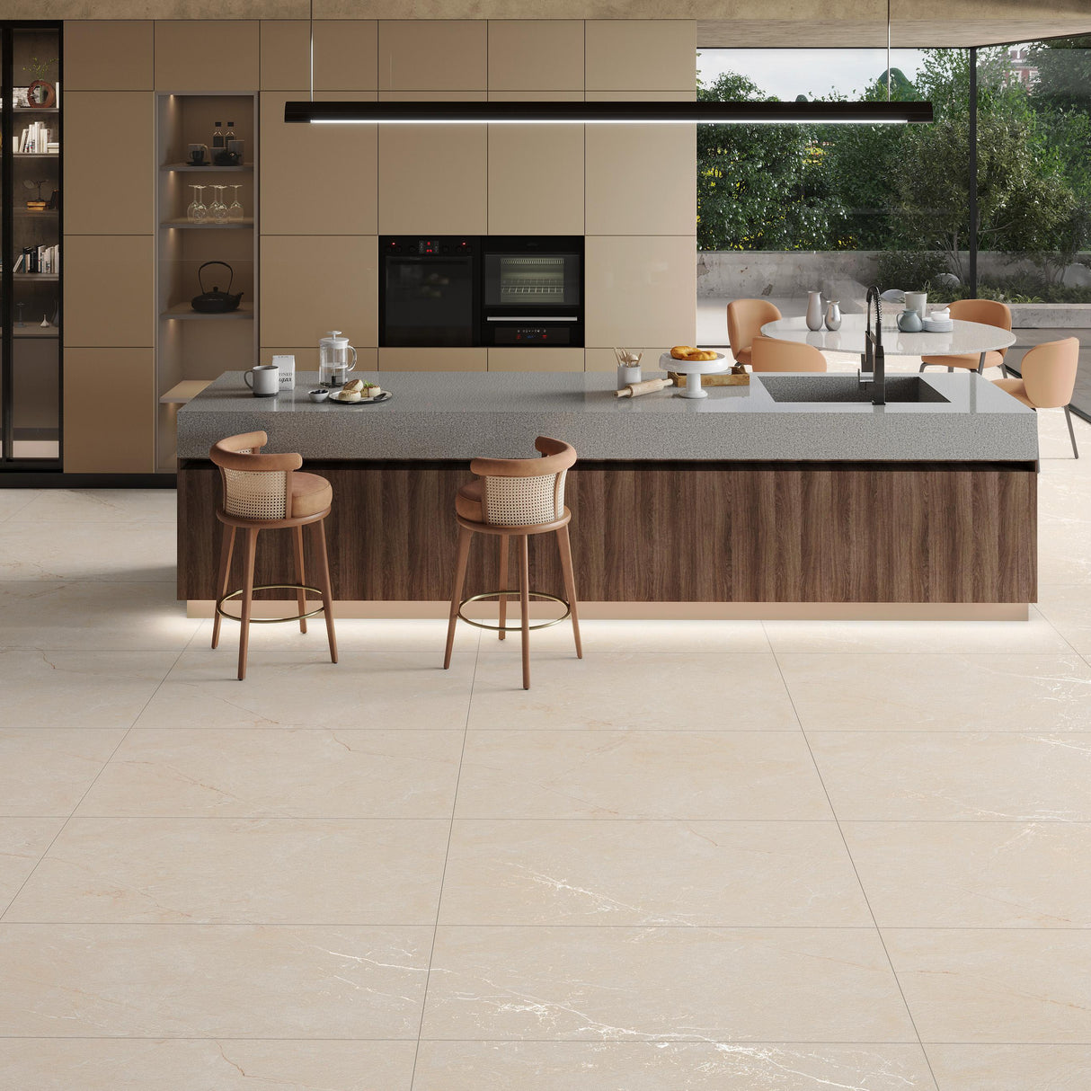 Carrelage effet marbre mat 3D - Infini Lune Creme - 60x120cm
