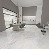 Carrelage effet marbre brillant- Infini Nuage Blanc - 60x120cm