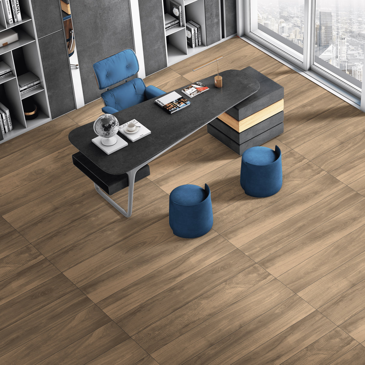 Carrelage effet parquet bois mat - Jatoba Marron - 20x120cm