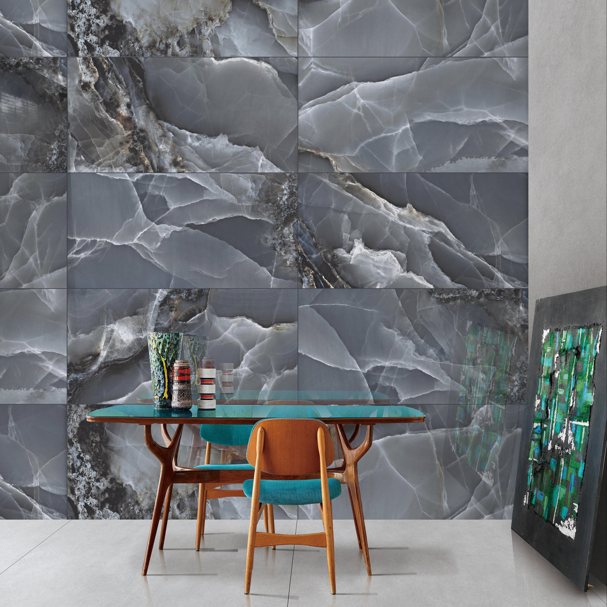 Carrelage effet marbre brillant - Lerix Black - 60x120cm