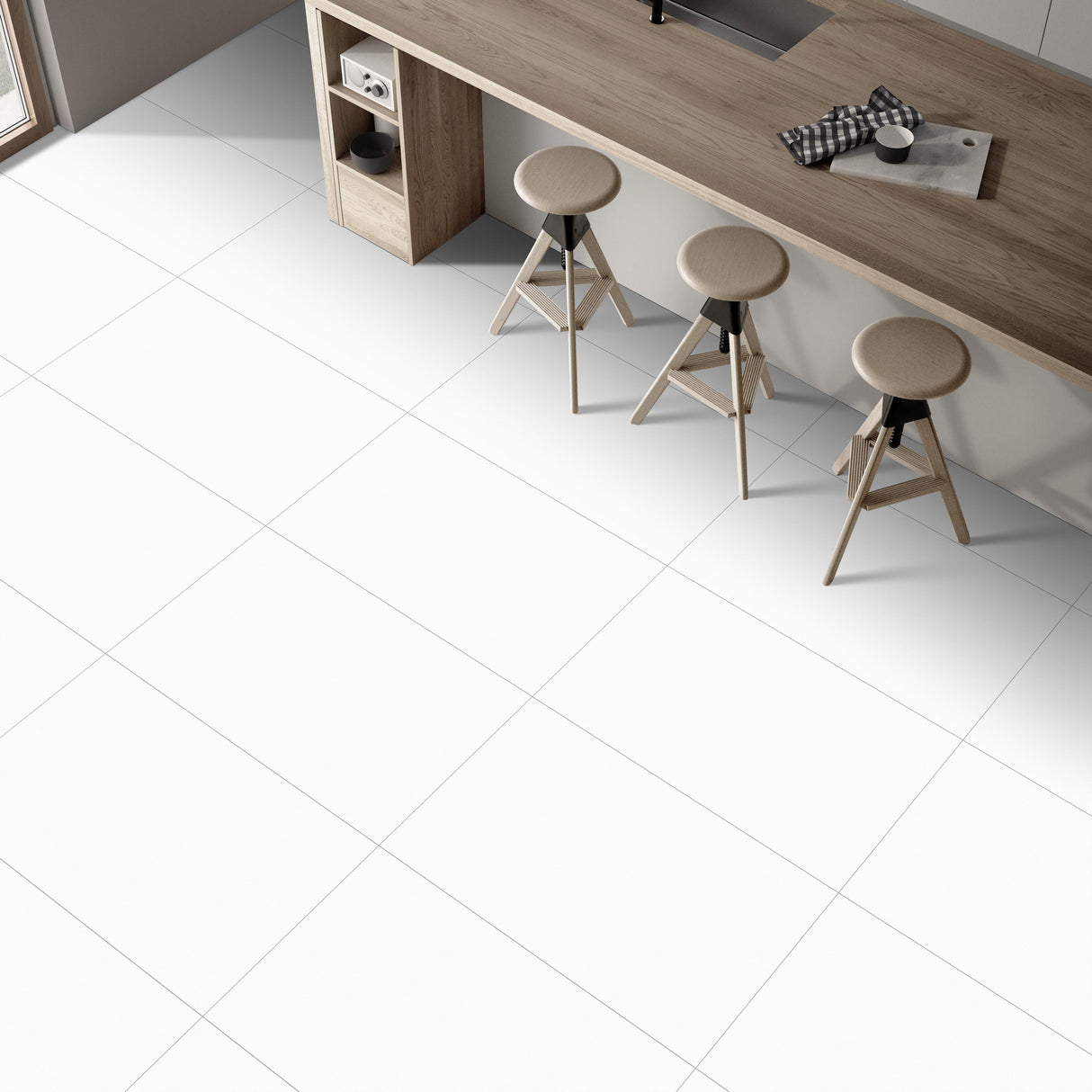 Carrelage uni pleine masse mat - Litchi Blanc - 60x120cm