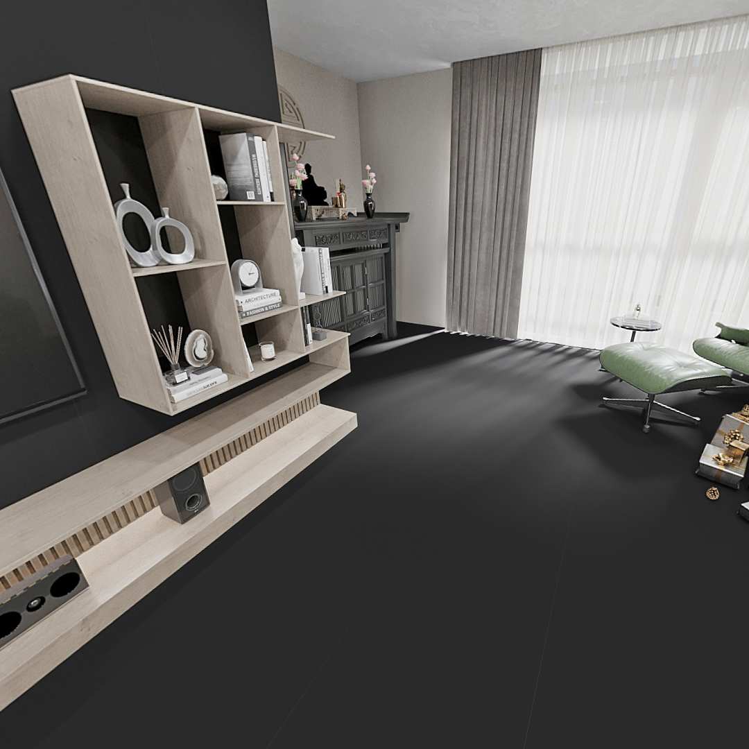 Carrelage uni mat - Litchi Noir - 60x120cm