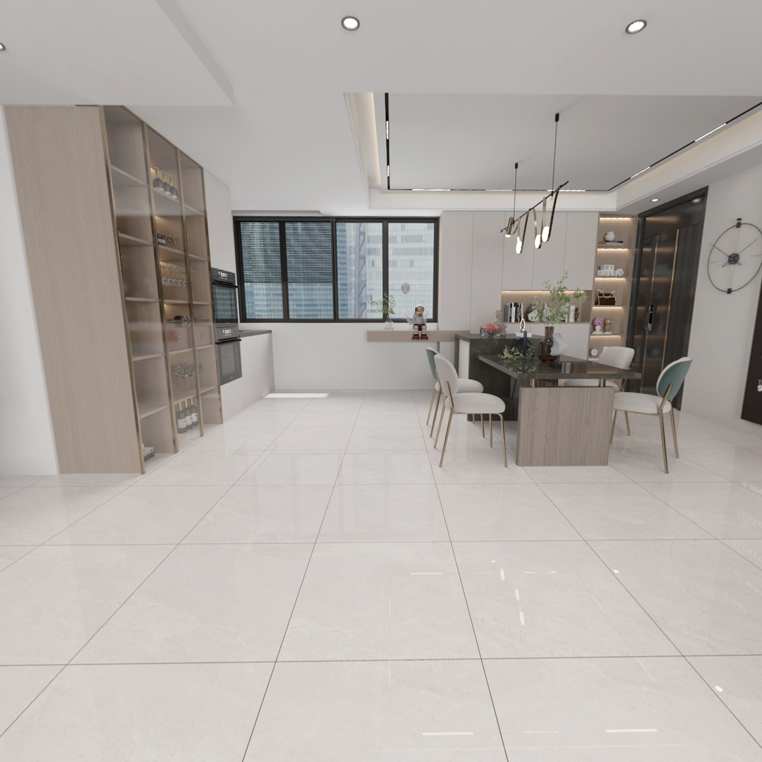 Carrelage effet marbre brillant - Liza Blanc - 60x60cm