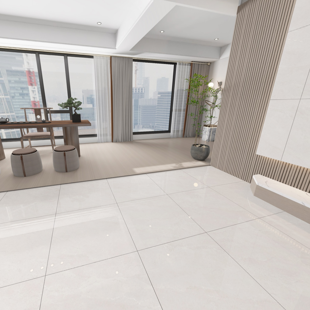 Carrelage effet marbre brillant - Liza Blanc - 60x60cm