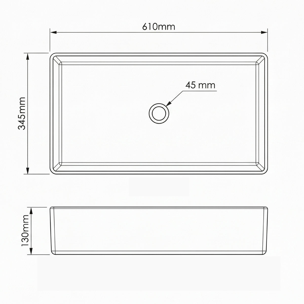 Vasque à poser rectangulaire beige - Lucas Crema - Finition mat satin (61 x 34,5 cm)
