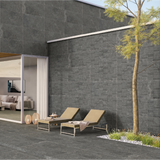Carrelage effet pierre de parement noir mat 3D - Lunar Nero Decor - 60x120cm