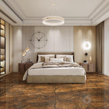 Carrelage effet marbre marron brillant - L'Isle D'Abeau - 60x120cm