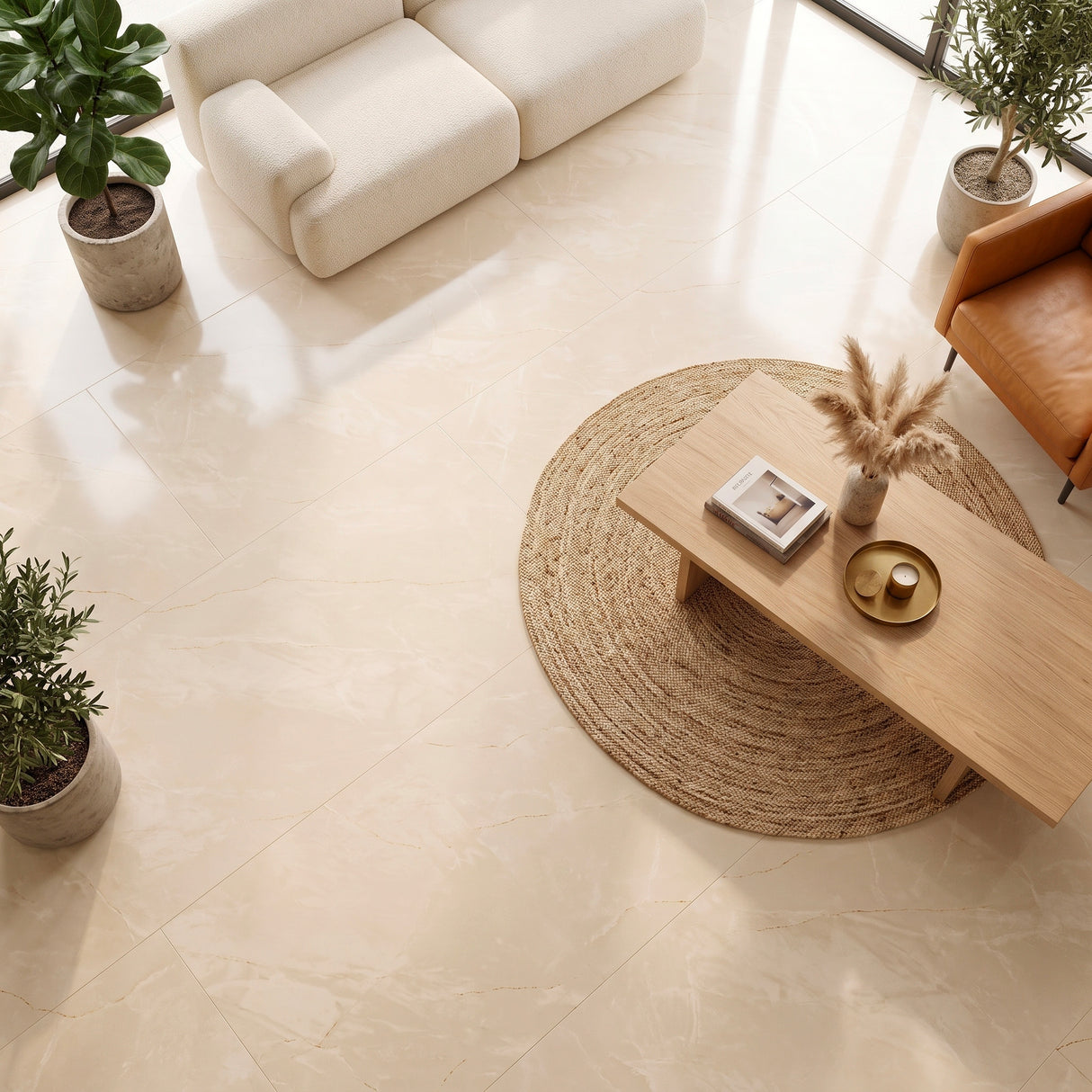 Carrelage effet marbre beige mat satin - Magique Beige - 60x120cm