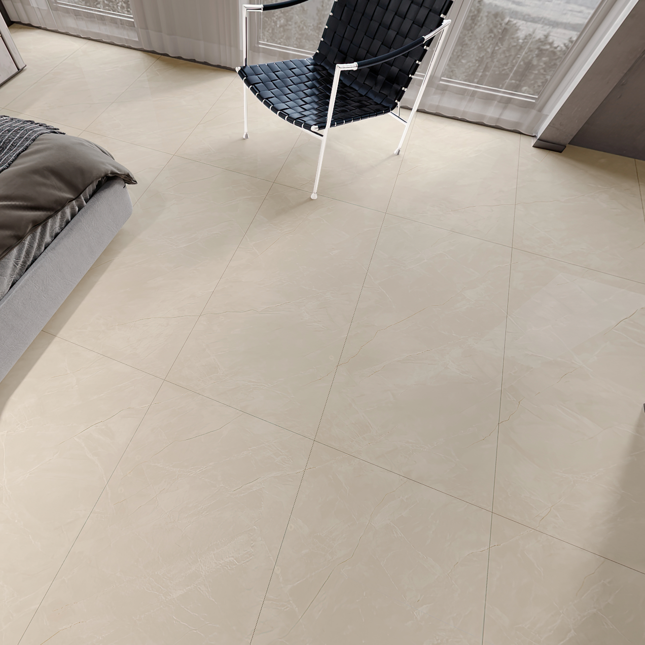Carrelage effet marbre beige mat satin - Magique Beige - 60x120cm