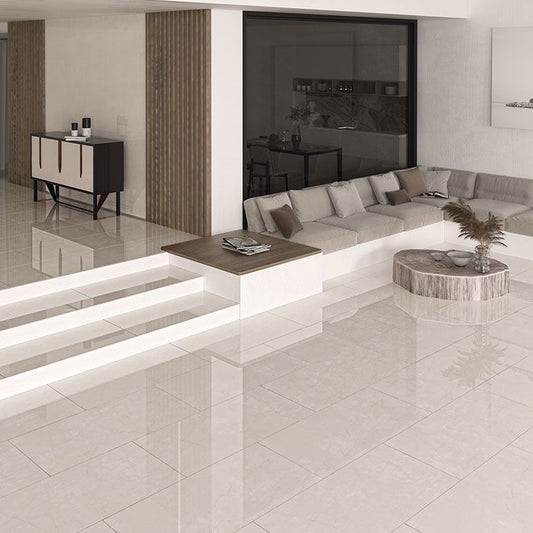 Carrelage effet marbre brillant - Marfil Rosso - 60x120cm