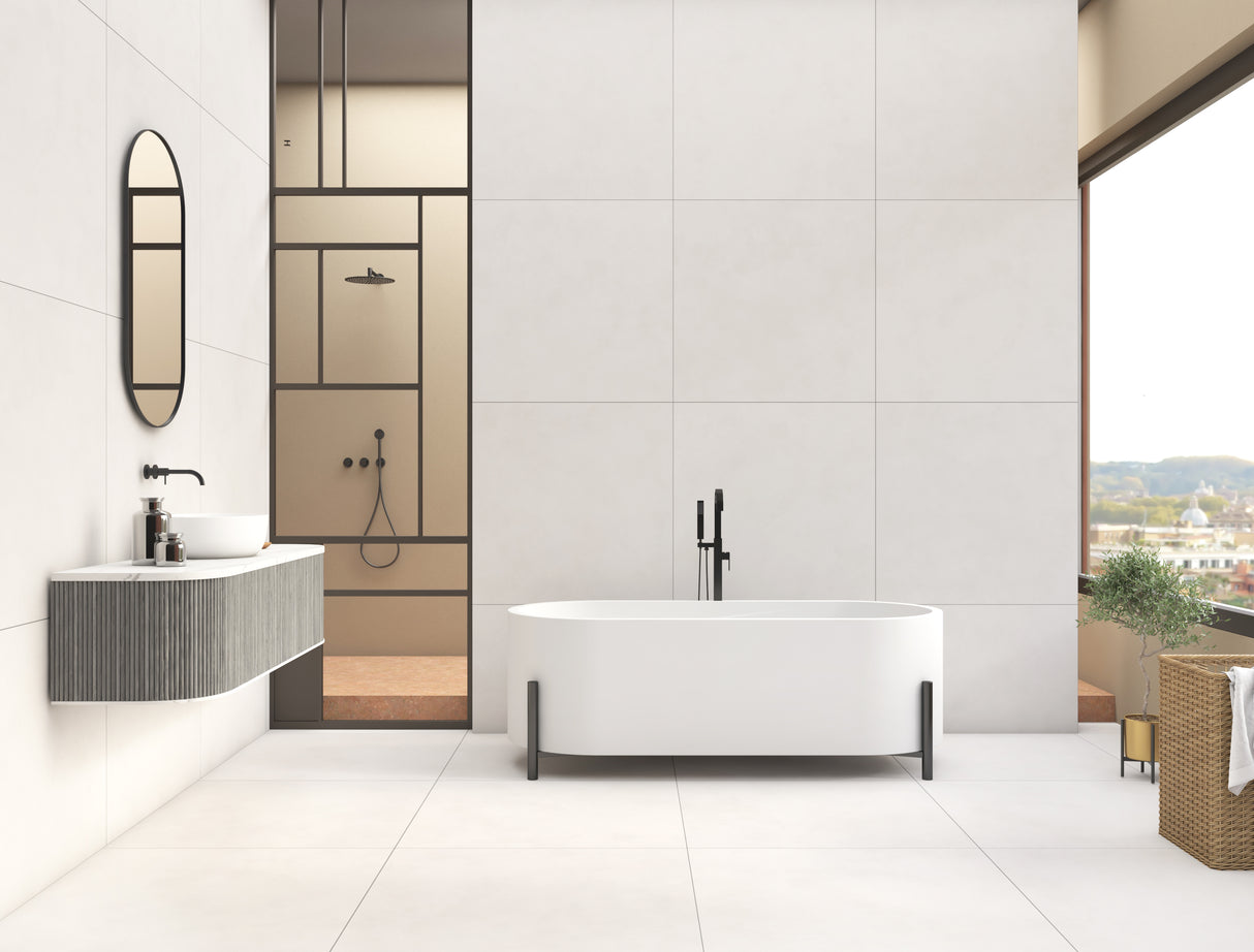 Carrelage Metic Bianco 100x100 cm – Pureté et Modernité Élégante