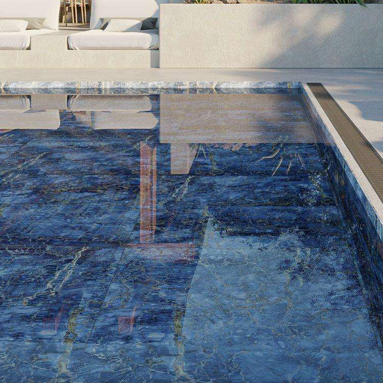 Carrelage effet marbre brillant - Notte Blue - 60x120cm