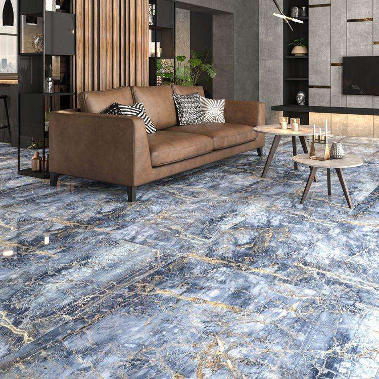 Carrelage effet marbre brillant - Notte Blue - 60x120cm