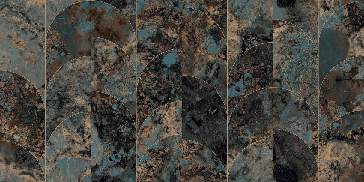 Carrelage effet décoratif brillant bleu - Notturno Aqua Decor - 60x120cm
