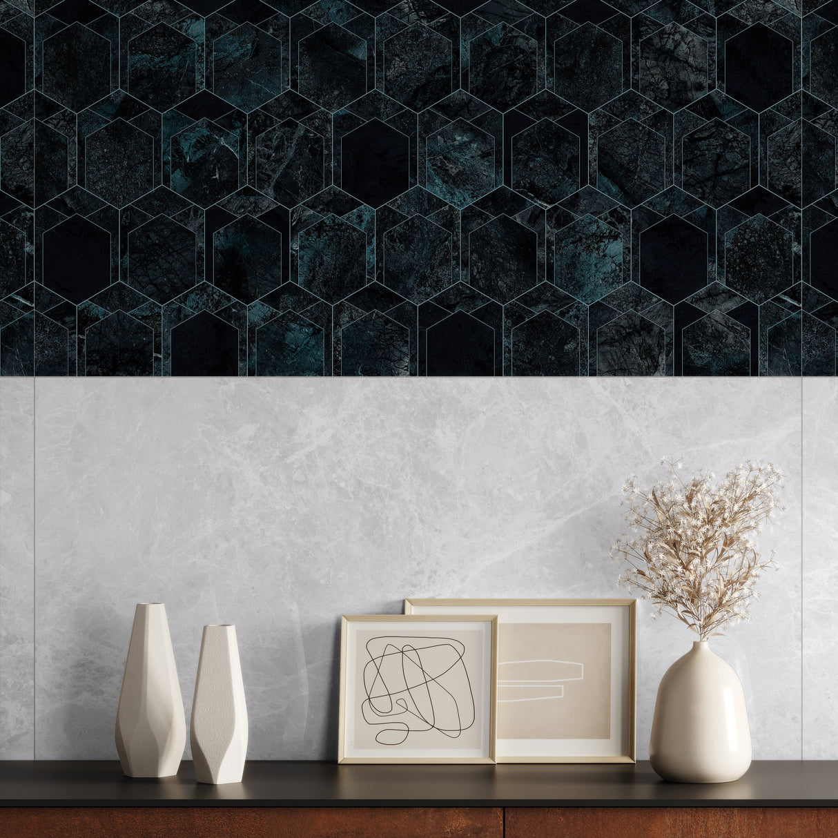 Carrelage effet marbre brillant - Obsidian Viola Décor - 60x120cm