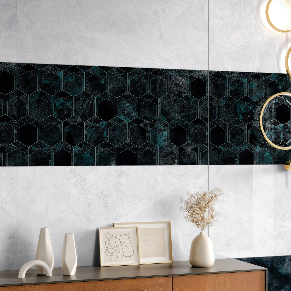 Carrelage effet marbre brillant - Obsidian Viola Décor - 60x120cm