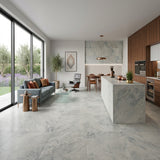 Carrelage effet marbre bleu mat satin - Onyx Alpes Blanc - 60x120cm