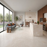Carrelage effet marbre beige mat satin - Onyx Fleur Beige - 60x120cm