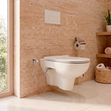 Cuvette WC suspendue lavante avec abattant et robinet d'arrêt (bidet)