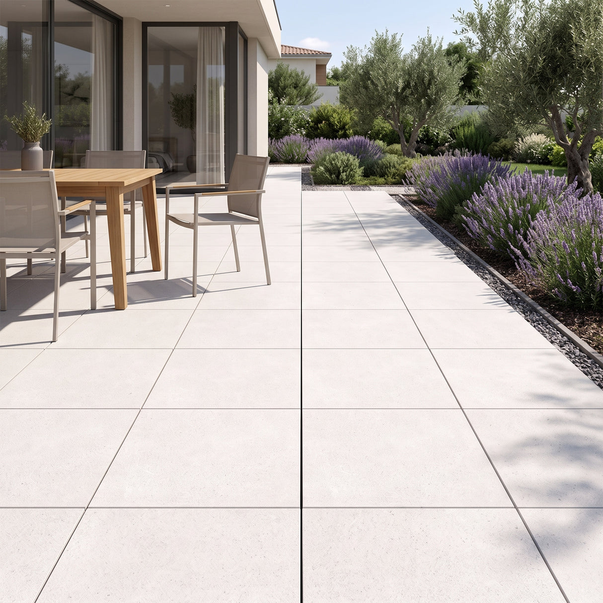 Carrelage effet pierre gris mat antidérapant - Padova Offwhite- 60x60x2cm