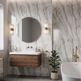Panneau mural PVC effet marbre blanc et or - PVC 13 - 260x122cm