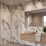 Panneau mural PVC effet marbre blanc et or - PVC 2 - 260x122cm