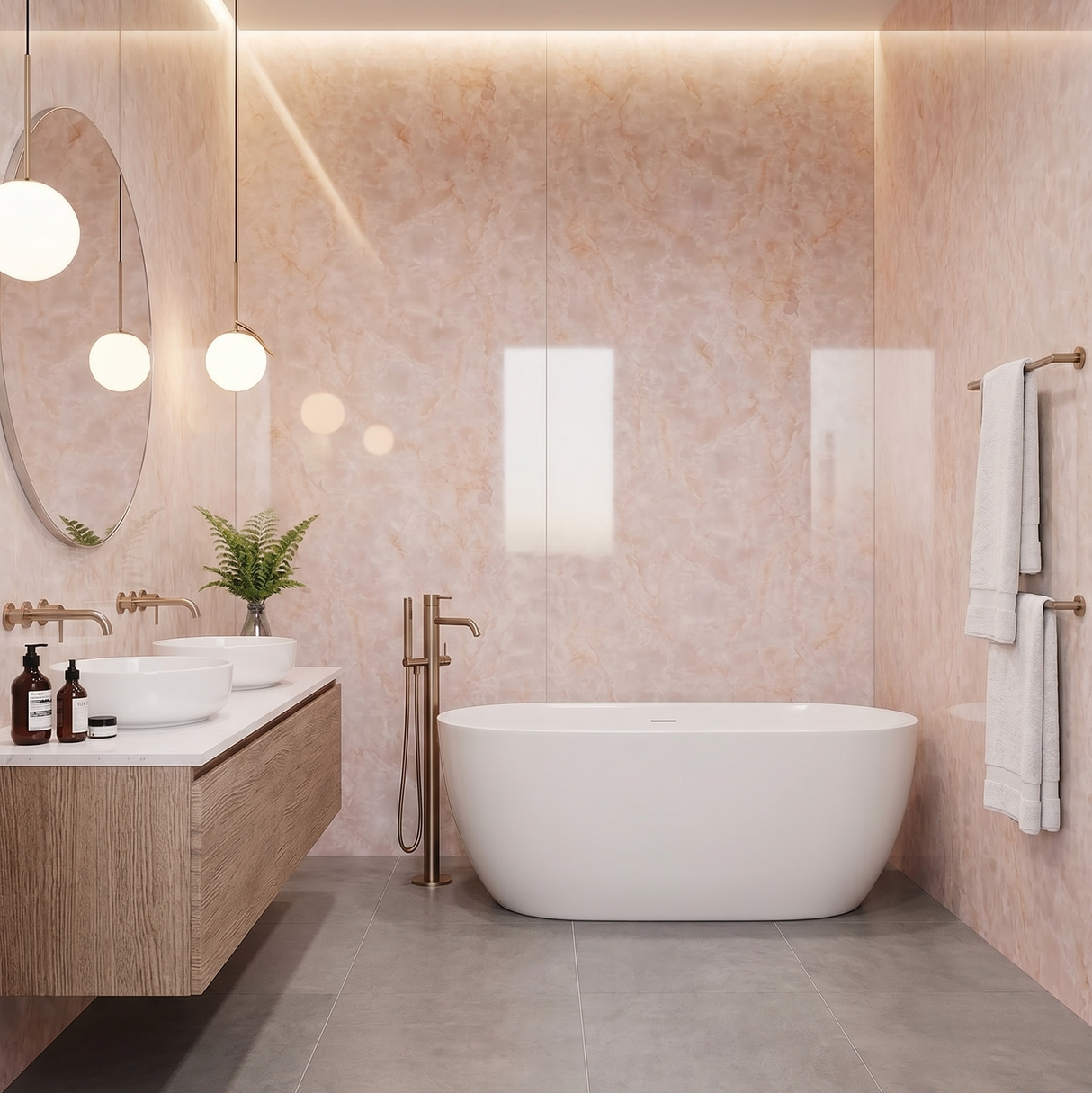 Panneau mural PVC effet marbre rose - PVC 4 - 260x122cm
