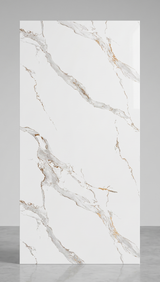 Panneau mural PVC effet marbre blanc et or - PVC-8 - 260x122cm