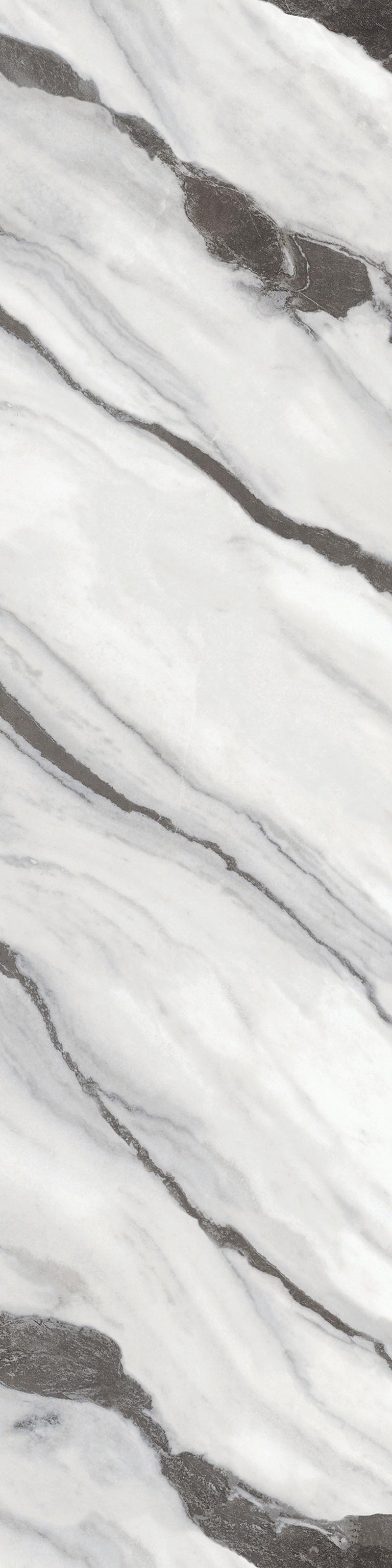 Plan de travail en carrelage effet marbre blanc satin - Panda Noir - 80x320x1,5cm