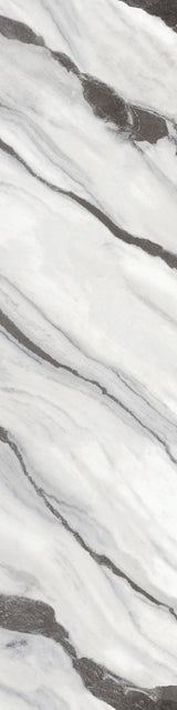 Plan de travail en carrelage effet marbre blanc satin - Panda Noir - 80x320x1,5cm