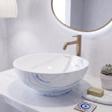 Vasque à poser ronde blanche - Rainbow Blue  – Finition brillante (Ø 41 cm)