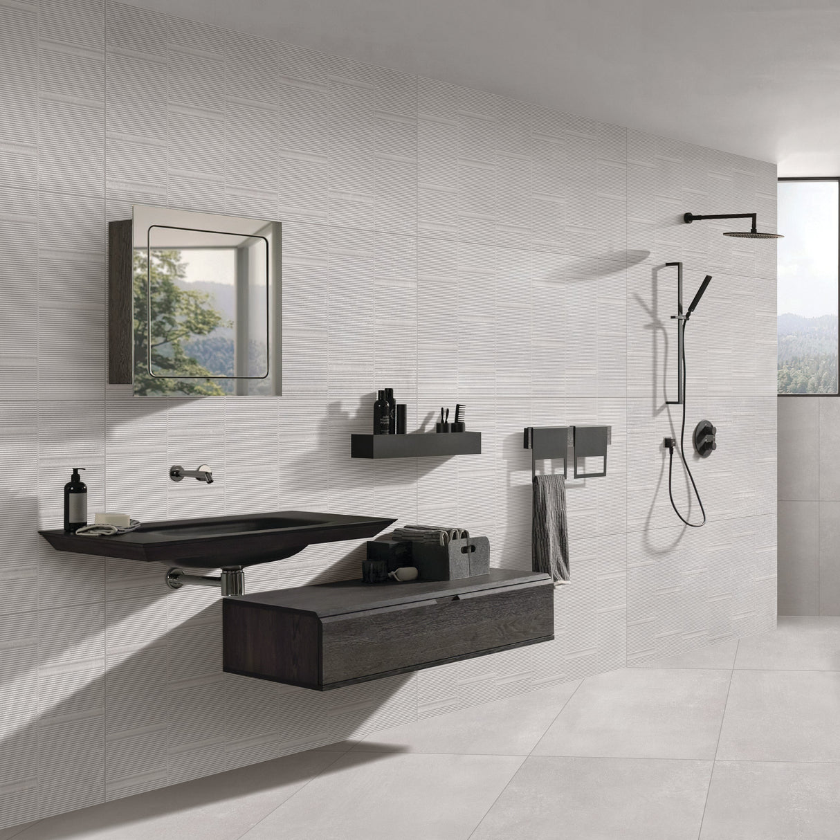 Carrelage effet pierre mat - Riviera Blanco Décor - 60x120cm