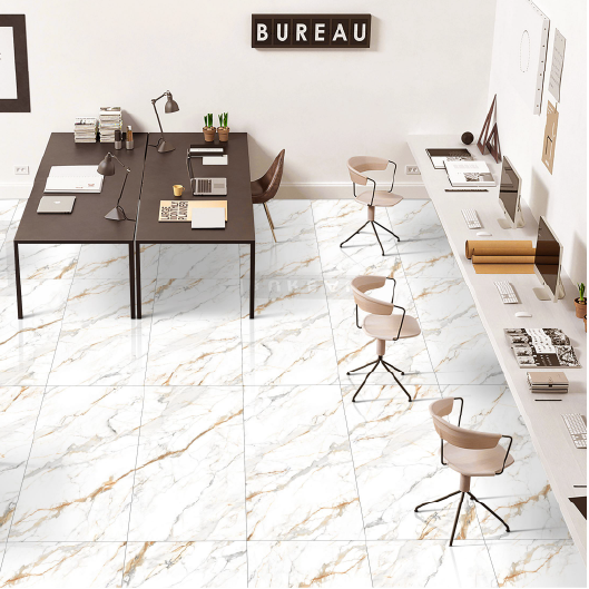 Carrelage effet marbre brillant- Roma Gold - 60x120cm