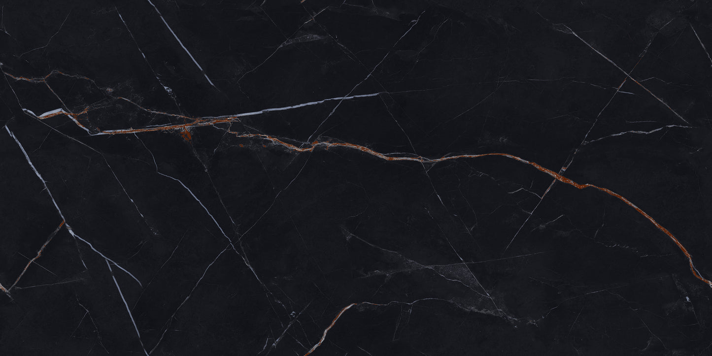 Carrelage effet marbre brillant - Splendore Nero - 60x120cm