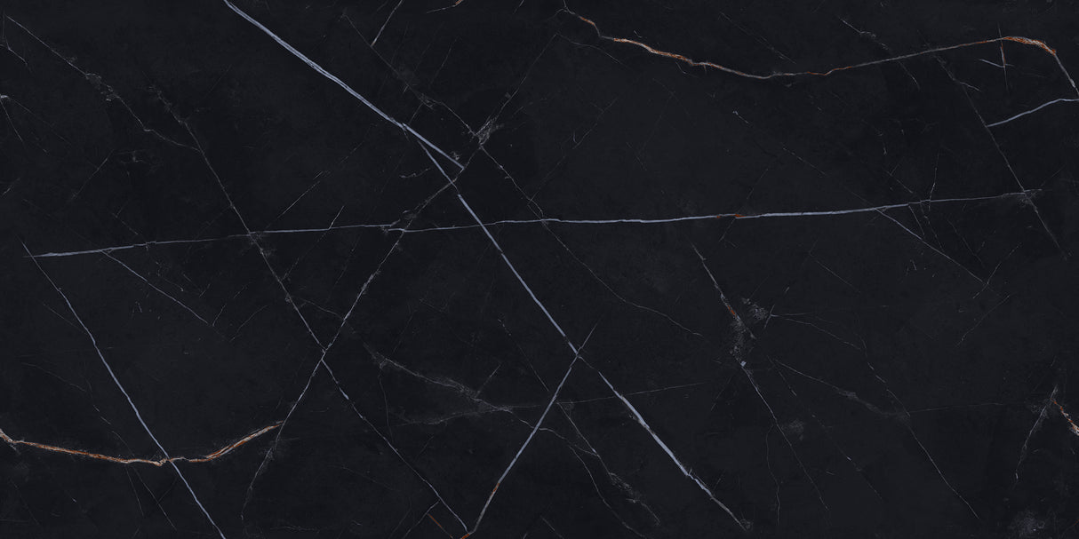 Carrelage effet marbre brillant - Splendore Nero - 60x120cm