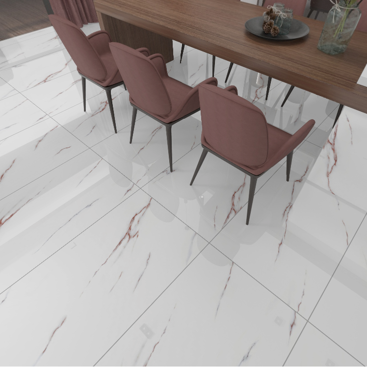 Carrelage effet marbre brillant - Statuario Magma - 60x120cm