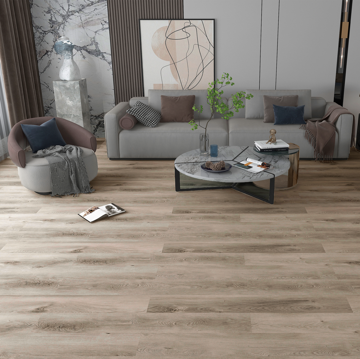 Sol stratifié effet bois taupe - 02742 - 20x122cm