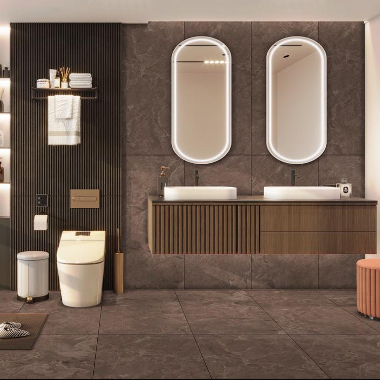 Carrelage effet marbre marron semi-brillant - Temis Chocolat - 60x120cm