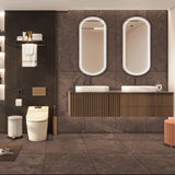 Carrelage effet marbre marron semi-brillant - Temis Chocolat - 60x120cm