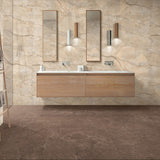 Carrelage effet marbre marron semi-brillant - Temis Chocolat - 60x120cm