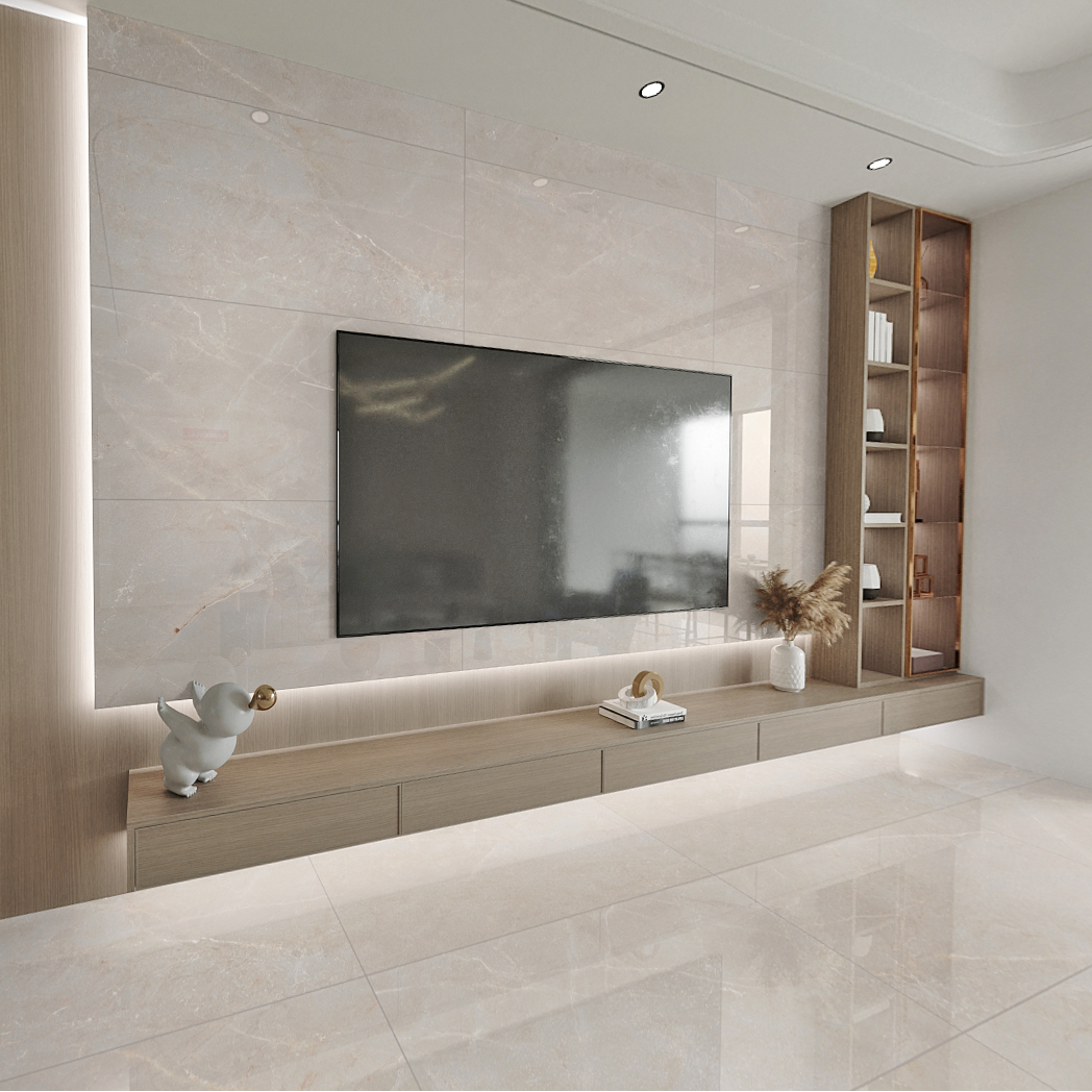 Carrelage effet marbre brillant- Turqueville Blanc - 60x120cm