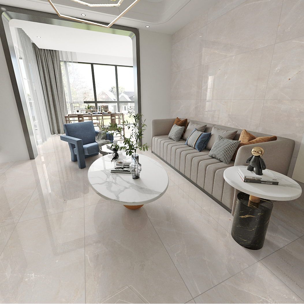 Carrelage effet marbre brillant- Turqueville Blanc - 60x120cm