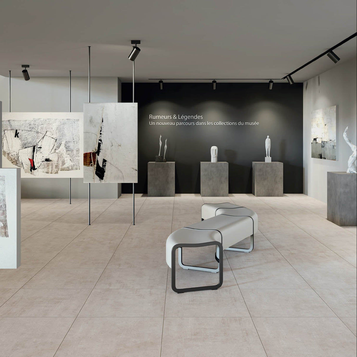 Carrelage effet béton mat - Zénith Beige - 60x60cm