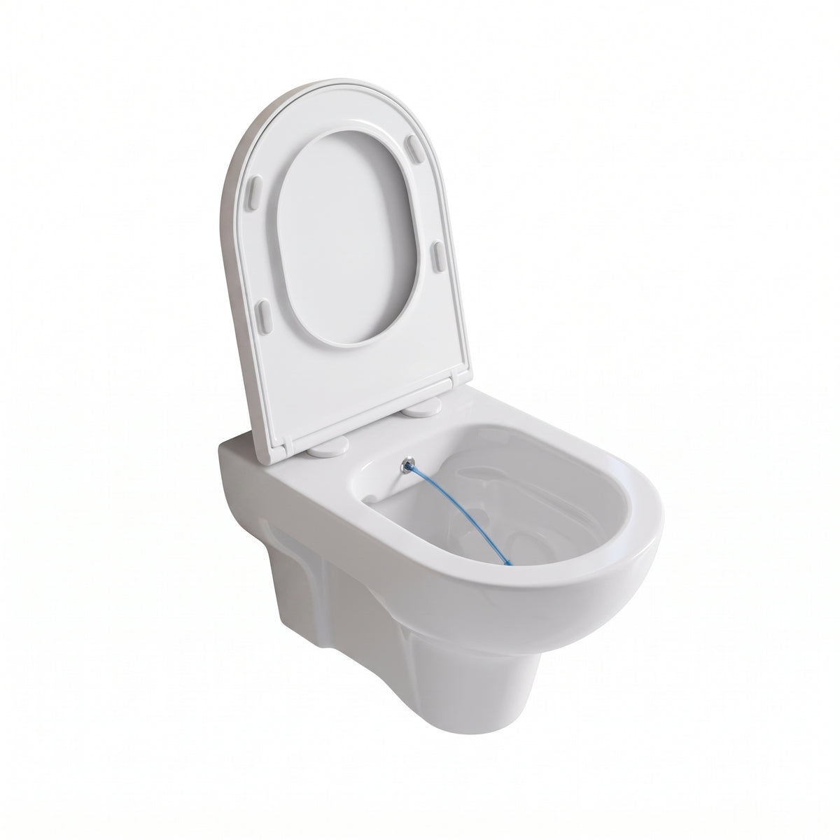 Cuvette WC suspendue lavante avec abattant et robinet d'arrêt (bidet)
