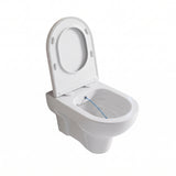 Cuvette WC suspendue lavante avec abattant et robinet d'arrêt (bidet)