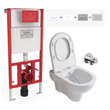 Pack complet WC suspendu lavant - Bâti-support, Cuvette, Abattant & Robinet d'arrêt (bidet)